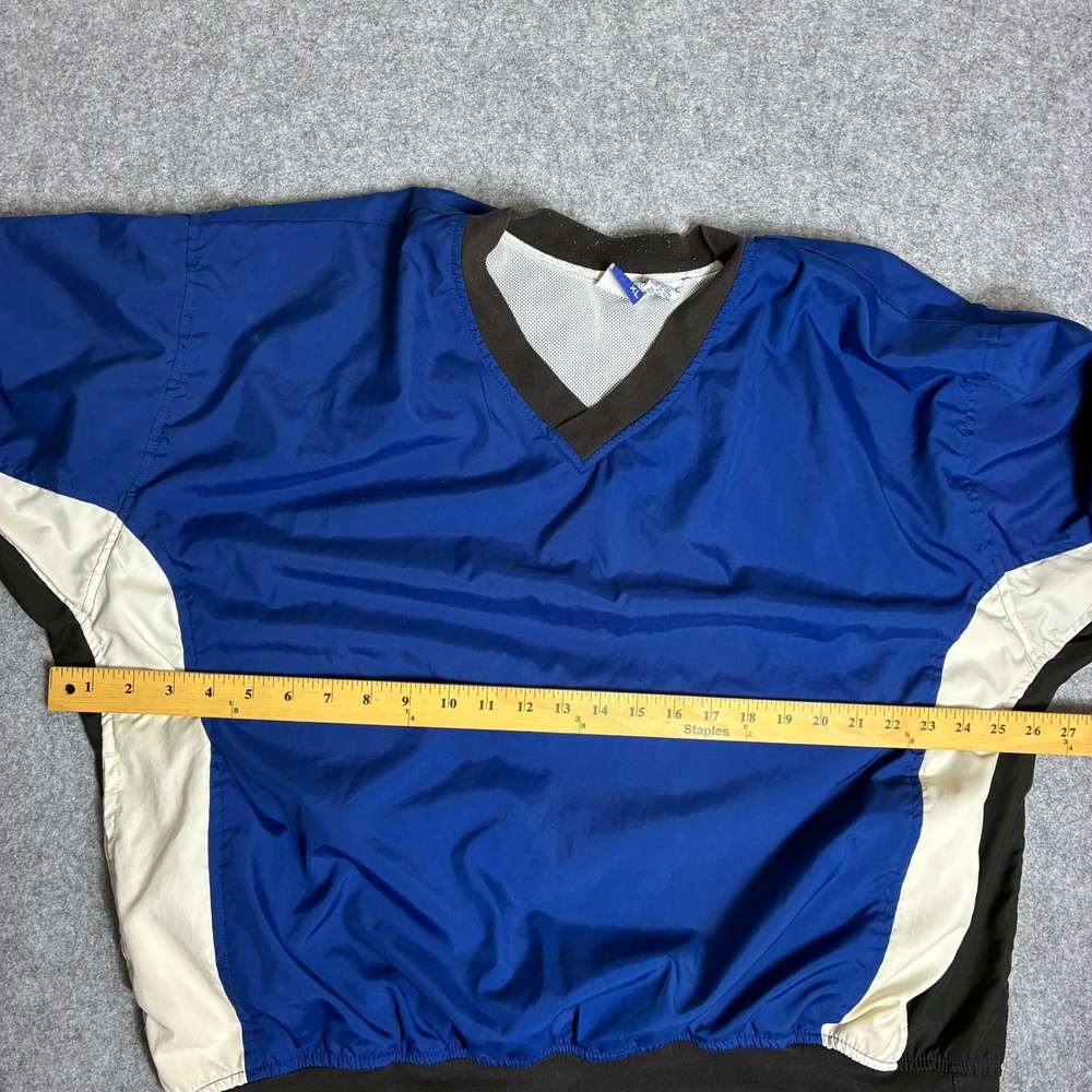 Vintage Bike Mens XL Windbreaker Pullover V-Neck Colorblock Blue Black White - Picture 5 of 6
